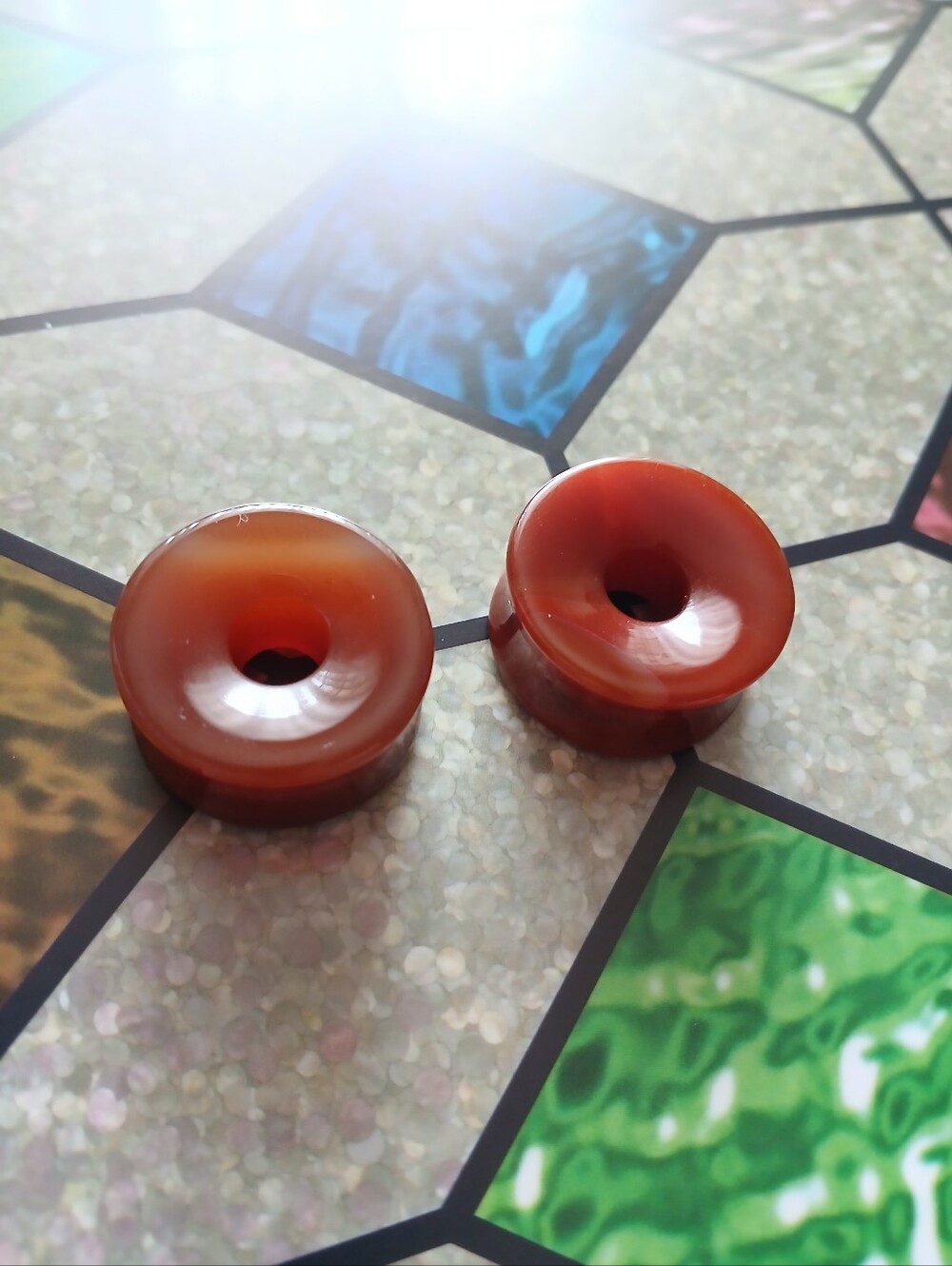 22mm Carnelian Double Flare Eyelets